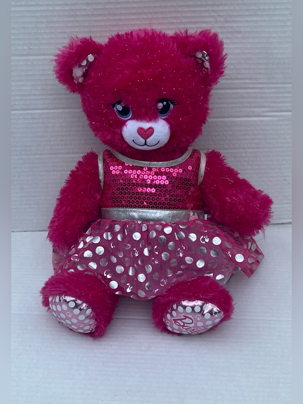 💖 Build-A-Bear Barbie Pink Sparkle Teddy Bear Plush with Sequin Dress Outfit